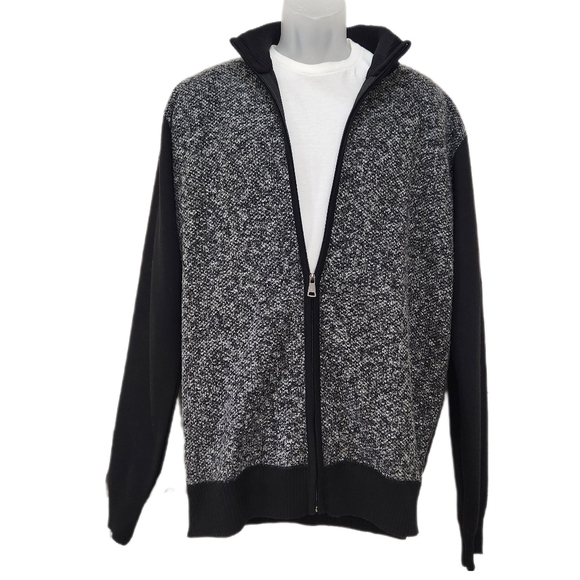 Effect Knit Zip Cardigan, Black Gray,Mens Medium ( listing as) - Picture 1 of 5